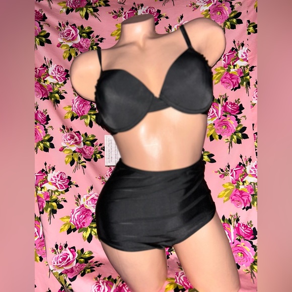 High waisted retro vintage bikini crop top ruched pinup rockabilly swimsuit p3 - Picture 11 of 11